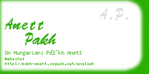 anett pakh business card